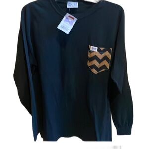 Fraternity collection black and gold pocket long sleeve tee shirt size large